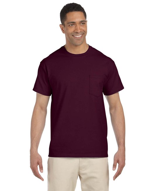 G230 Gildan Pocket Tee in Maroon (2 color pocket , 2 color back Screen Print)