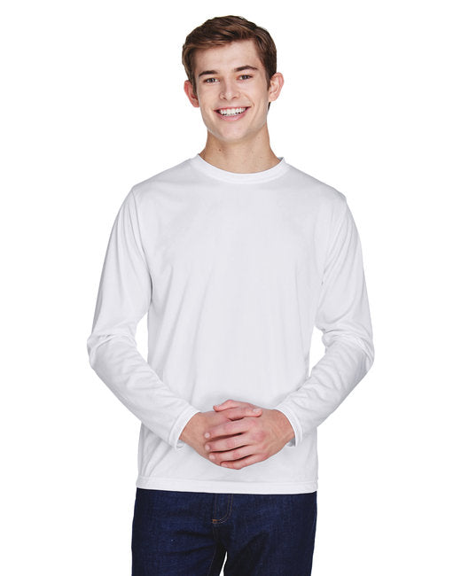 TT11L Team365 Polyester Performance Long sleeve in White (31pcs 2 color screenprint)